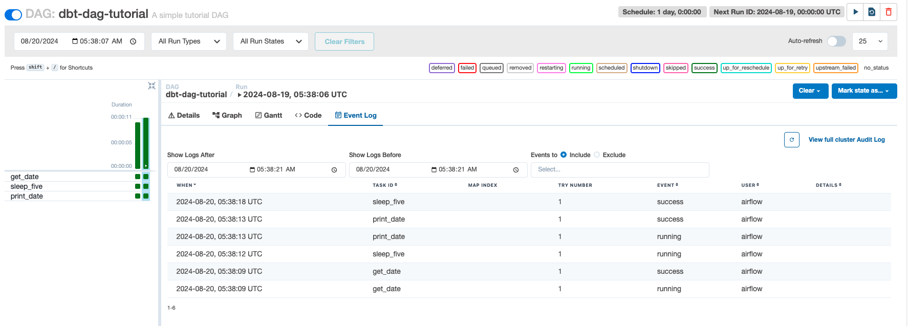 First DAG executed